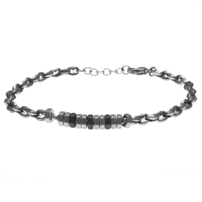 bracciale uomo in acciaio con bulloncini