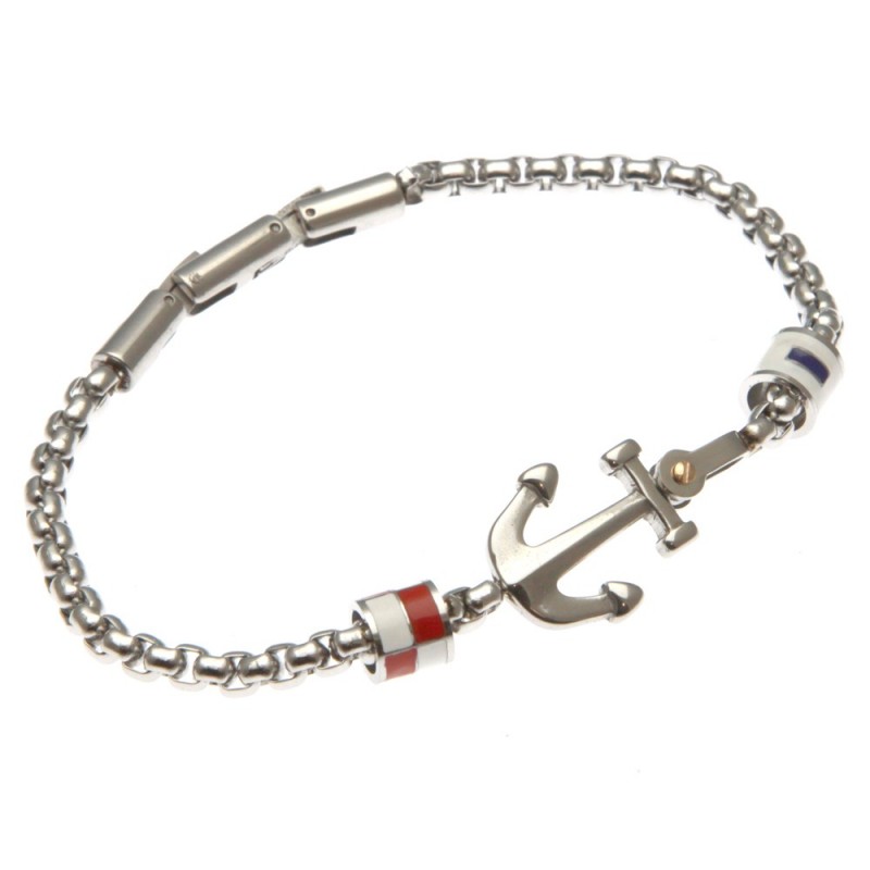 bracciale uomo ancora e bandiere in acciaio