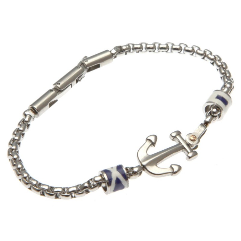 bracciale uomo ancora e bandiere in acciaio