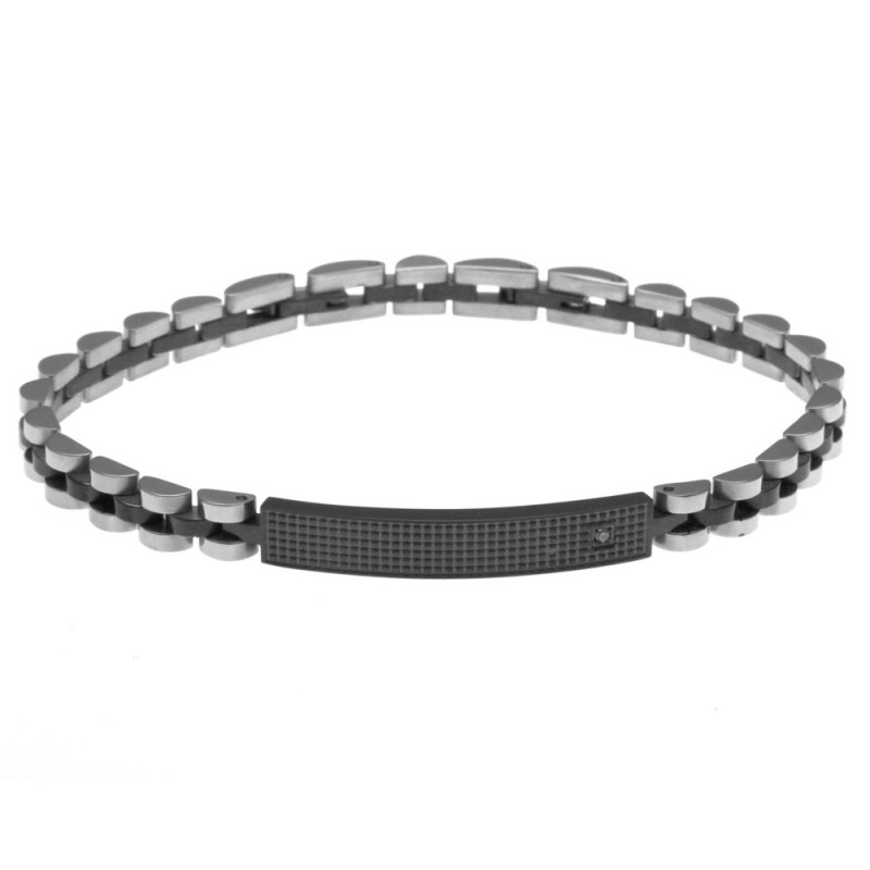 bracciale uomo in acciaio e ceramica con piastra