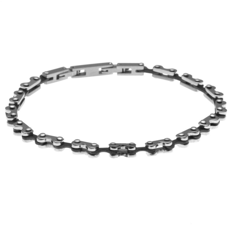 bracciale in acciaio e ceramica uomo