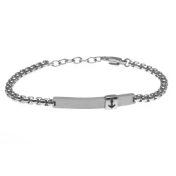 bracciale uomo con piastra con rosa dei venti in acciaio