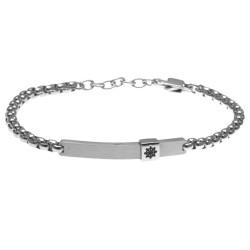 bracciale uomo con piastra con timone  in acciaio
