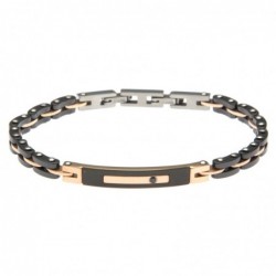 bracciale uomo con piastrina in acciaio e ceramica