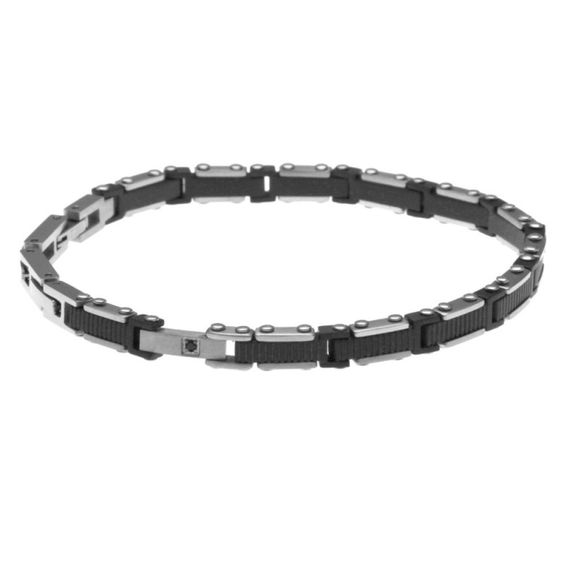 bracciale uomo in acciaio e ceramica
