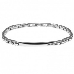 bracciale uomo con piastrina in acciaio e zirconi neri