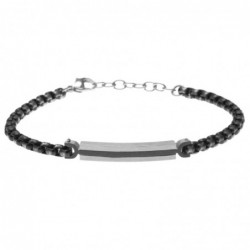 bracciale uomo con piastra in acciaio invecchiato