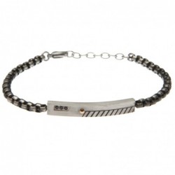 bracciale uomo con piastra in acciaio invecchiato