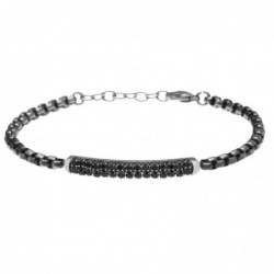 bracciale uomo con piastra in acciaio invecchiato