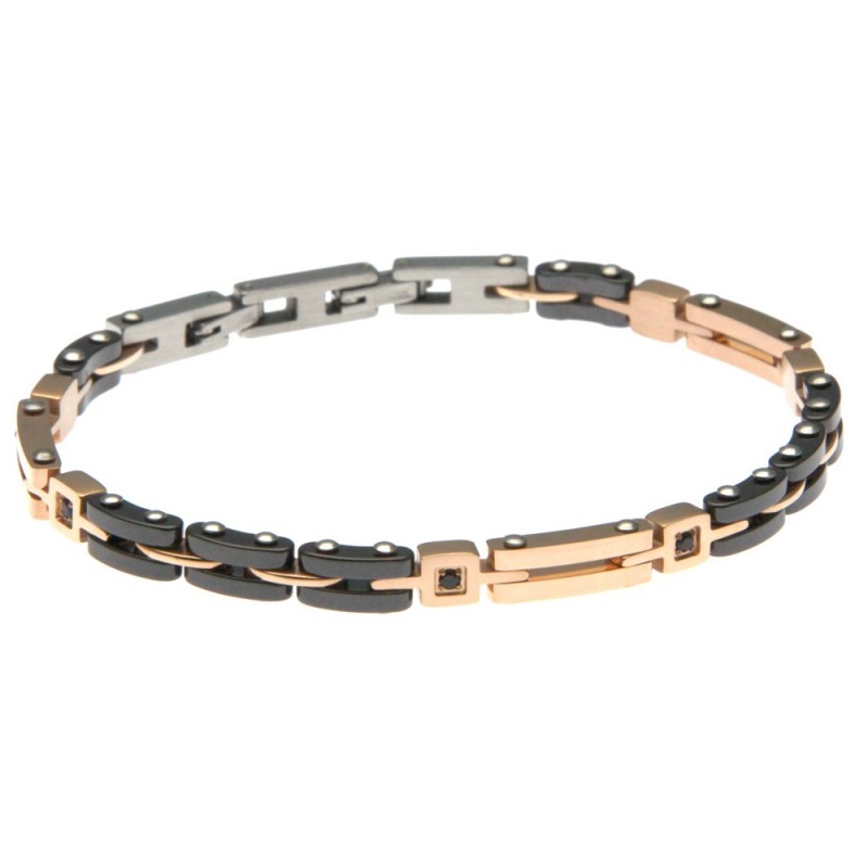 bracciale uomo in acciaio e ceramica