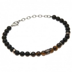 bracciale uomo in acciaio e pietre dure