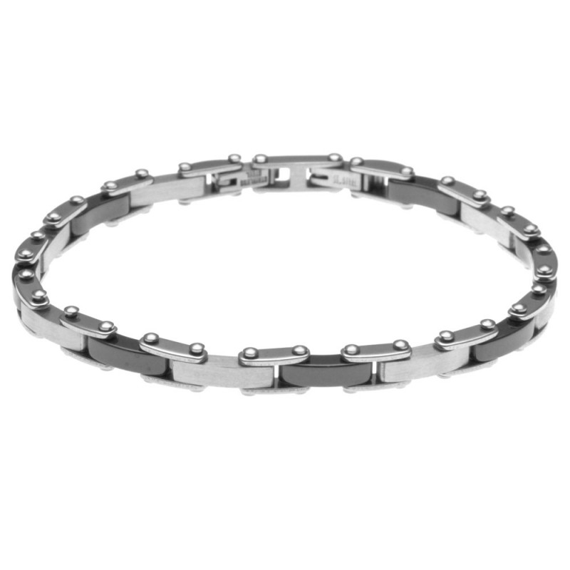 bracciale uomo in acciaio e ceramica