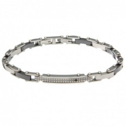 bracciale uomo con piastra in acciaio e ceramica