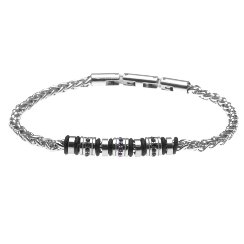 bracciale uomo in acciaio e rotelline con strass