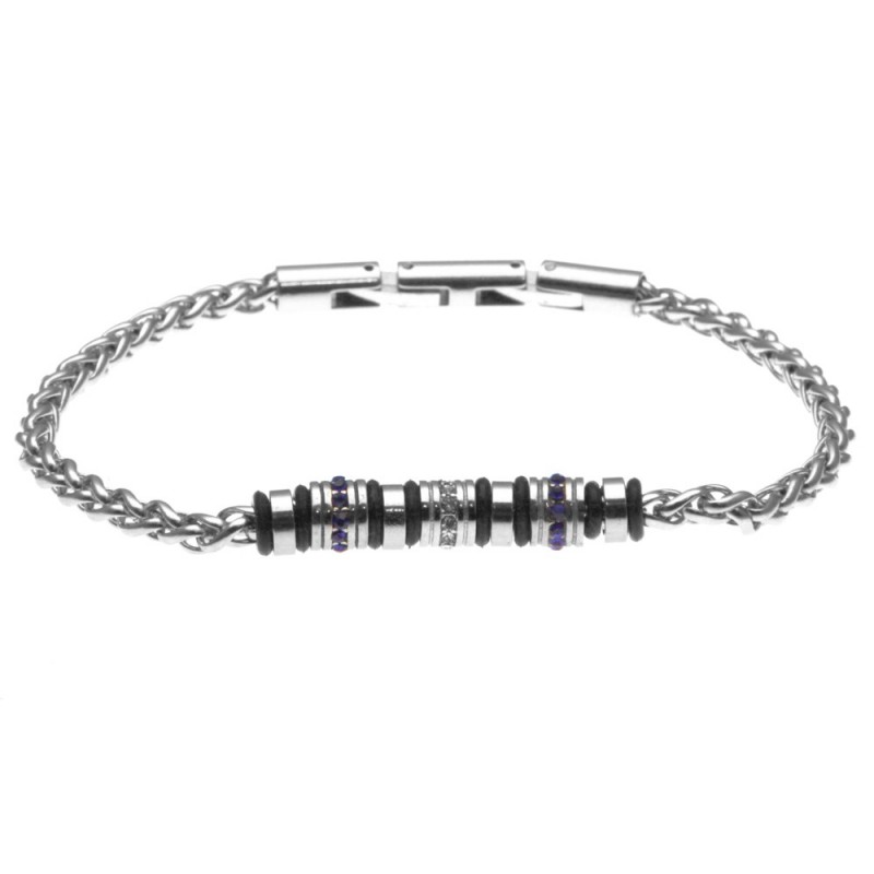bracciale uomo in acciaio e rotelline con strass
