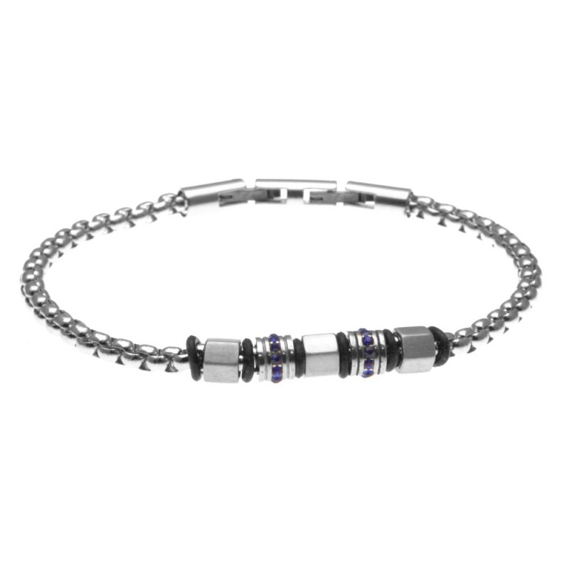 bracciale uomo in acciaio e rotelline con strass