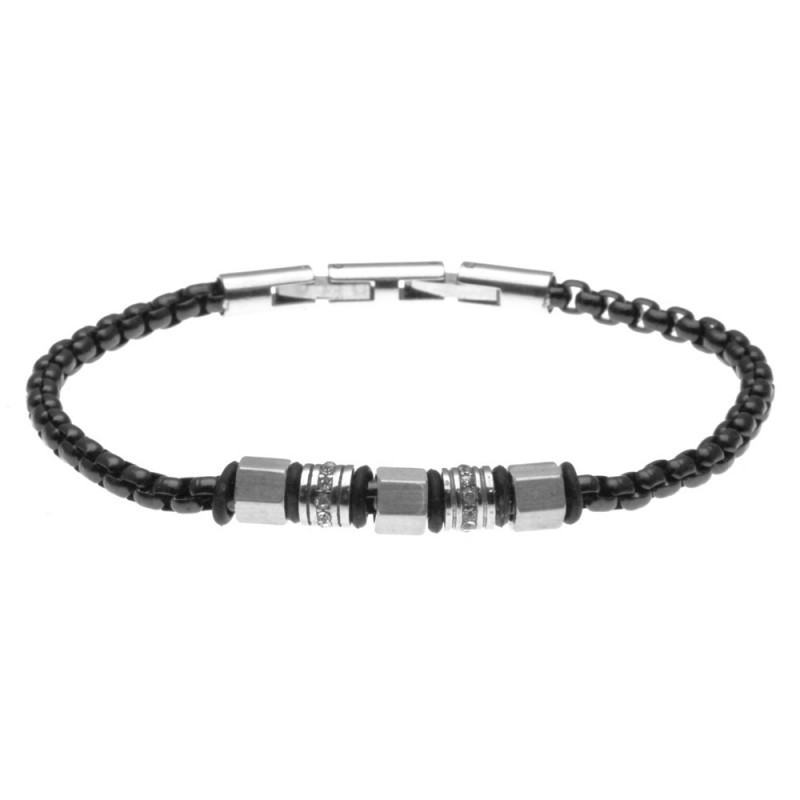 bracciale uomo in acciaio e rotelline con strass