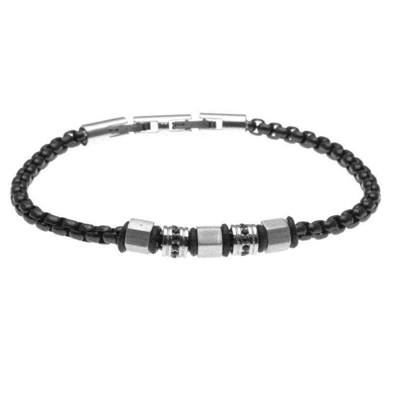 bracciale uomo in acciaio e rotelline con strass