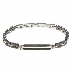 bracciale uomo con piastra in ceramica e acciaio