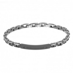 bracciale uomo con piastra in ceramica e acciaio