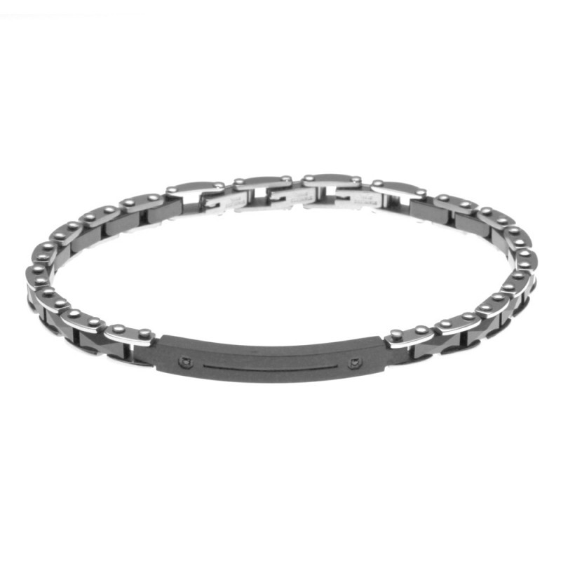 bracciale uomo con piastra in ceramica e acciaio