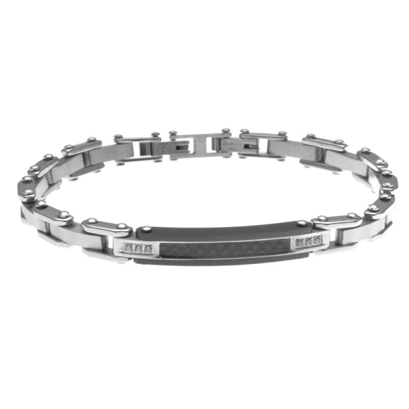 bracciale uomo con piastra in acciaio