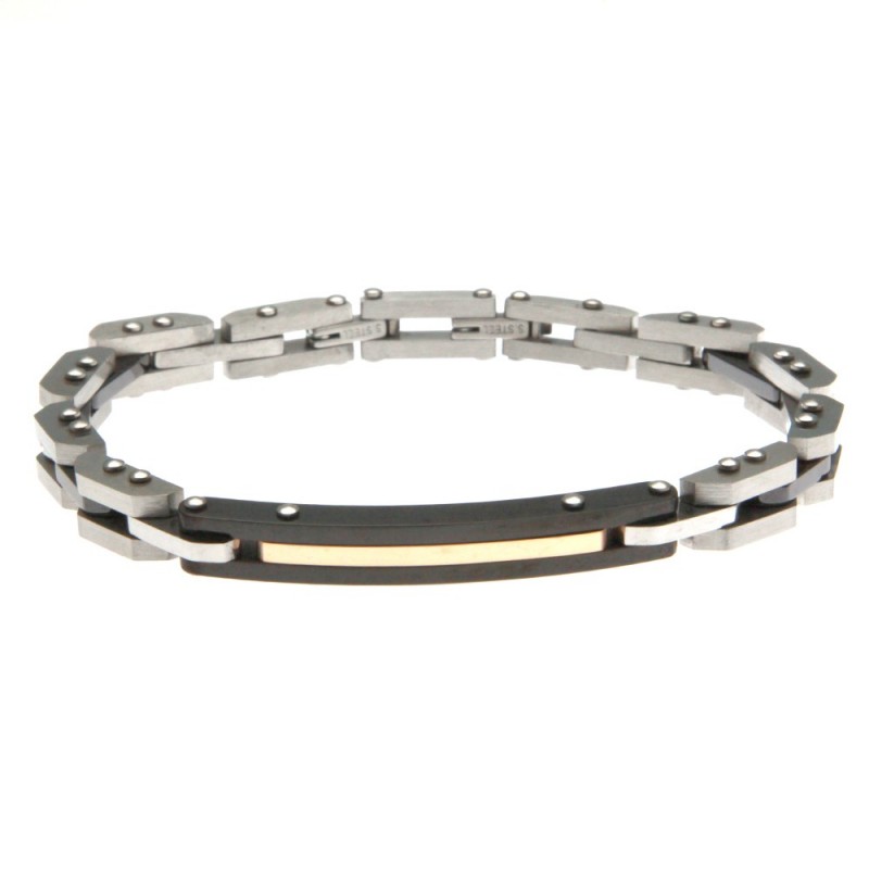 bracciale uomo con piastra in ceramica e acciaio