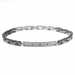bracciale uomo con piastra in ceramica e acciaio