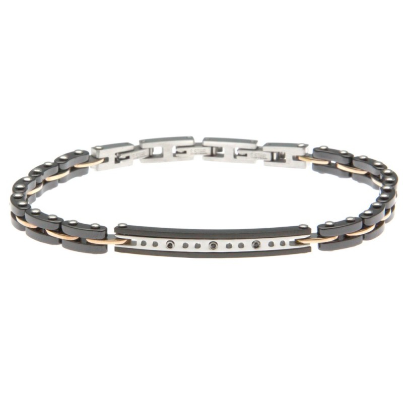 bracciale uomo con piastra in ceramica e acciaio