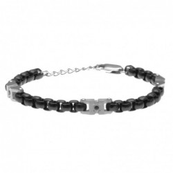 bracciale uomo acciaio con zirconi neri