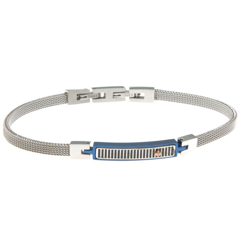bracciale uomo con piastra e maglia milano in acciaio