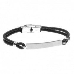 bracciale uomo in pelle con piastra da incidere in acciaio