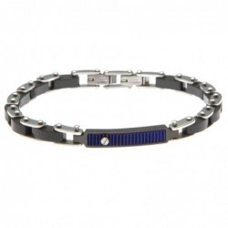 bracciale uomo con piastra in acciaio e legno