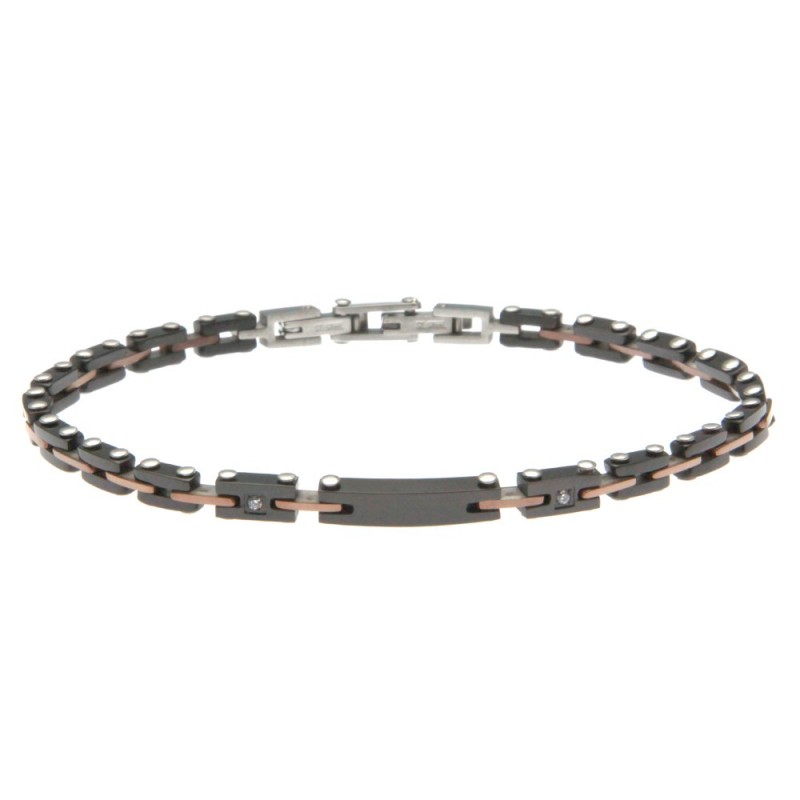 bracciale in ceramica e acciaio uomo