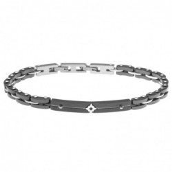 bracciale con rosa dei venti uomo in acciaio e ceramica