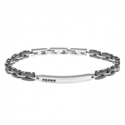 bracciale con piastra uomo in acciaio e ceramica