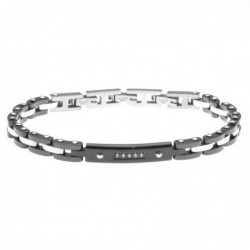 bracciale con piastra uomo in acciaio e ceramica