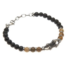 bracciale uomo acciaio invecchiato e pietre