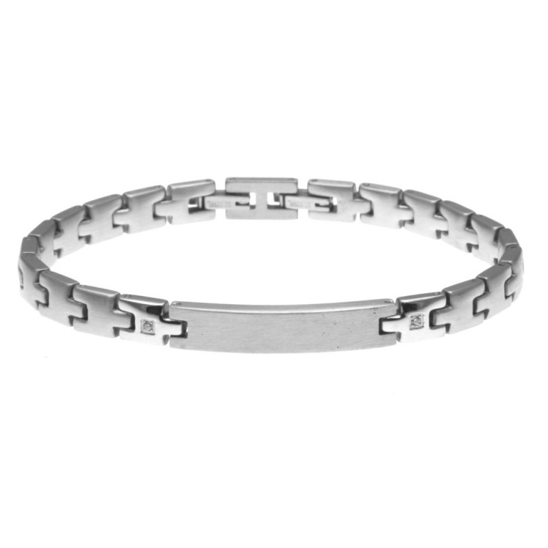 bracciale uomo in acciaio satinato con piastra da incidere