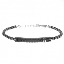 bracciale uomo con piastra in acciaio invecchiato