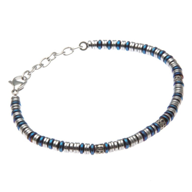 bracciale uomo con anellini in acciaio