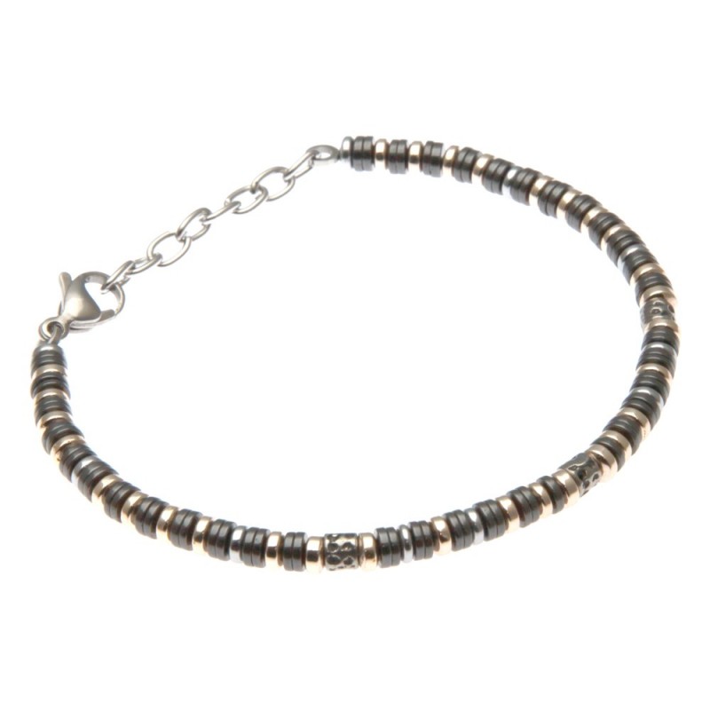 bracciale uomo con anellini in acciaio
