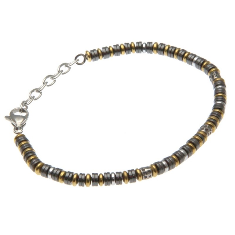 bracciale uomo con anellini in acciaio