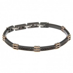 bracciale uomo in acciaio e strass neri