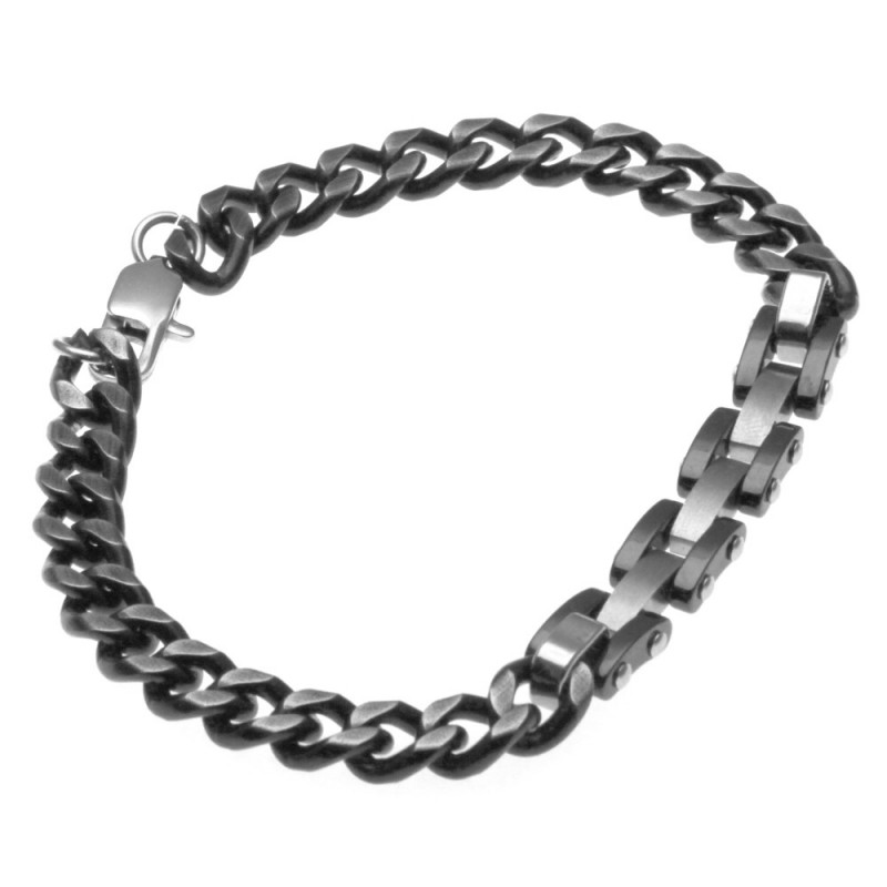 bracciale uomo grumetta in acciaio brunito