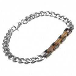 bracciale uomo grumetta acciaio e legno