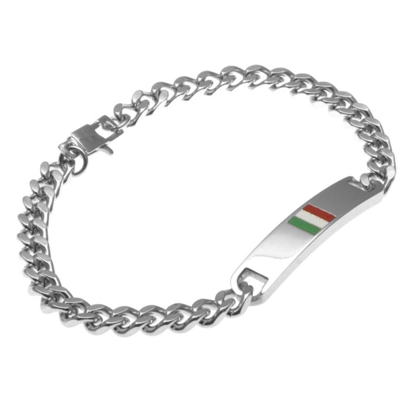 bracciale uomo con bandiera italiana in acciaio