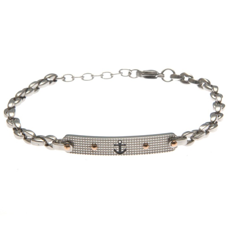 bracciale uomo con ancora maglia marinara in acciaio