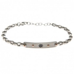 bracciale uomo con timone maglia marinara in acciaio