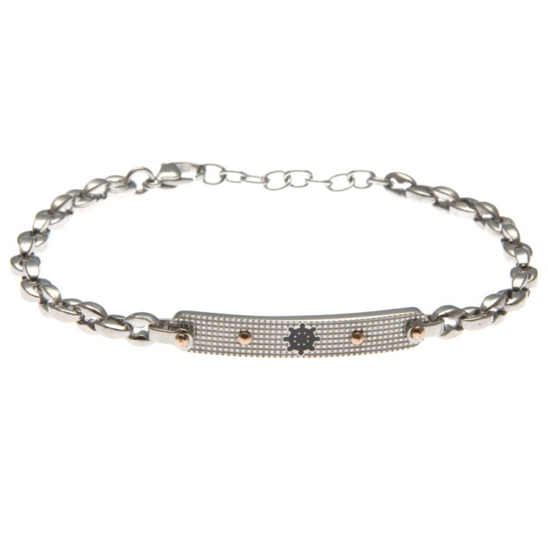 bracciale uomo con timone maglia marinara in acciaio
